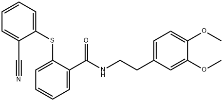 2-(2-cyanophenyl)sulfanyl-N-[2-(3,4-dimethoxyphenyl)ethyl]benzamide 结构式