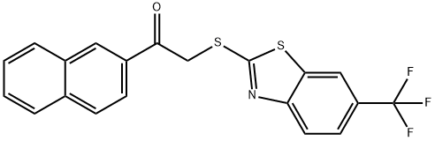1-naphthalen-2-yl-2-[[6-(trifluoromethyl)-1,3-benzothiazol-2-yl]sulfanyl]ethanone 结构式