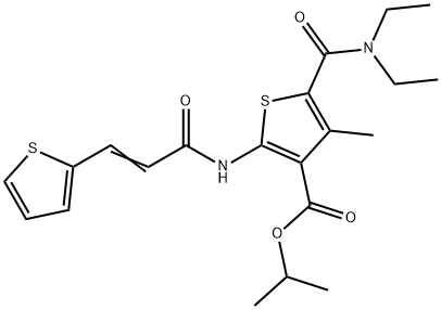 propan-2-yl 5-(diethylcarbamoyl)-4-methyl-2-[[(E)-3-thiophen-2-ylprop-2-enoyl]amino]thiophene-3-carboxylate 结构式