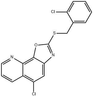 5-chloro-2-[(2-chlorophenyl)methylsulfanyl]-[1,3]oxazolo[4,5-h]quinoline 结构式