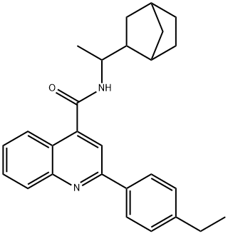 N-[1-(3-bicyclo[2.2.1]heptanyl)ethyl]-2-(4-ethylphenyl)quinoline-4-carboxamide 结构式