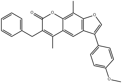 6-benzyl-3-(4-methoxyphenyl)-5,9-dimethylfuro[3,2-g]chromen-7-one 结构式