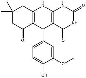 5-(4-hydroxy-3-methoxyphenyl)-8,8-dimethyl-5,7,9,10-tetrahydro-1H-pyrimido[4,5-b]quinoline-2,4,6-trione 结构式