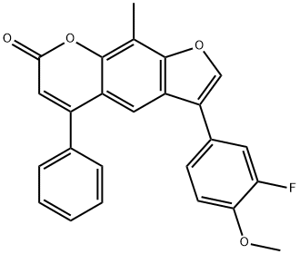 3-(3-fluoro-4-methoxyphenyl)-9-methyl-5-phenylfuro[3,2-g]chromen-7-one 结构式