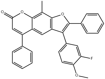 3-(3-fluoro-4-methoxyphenyl)-9-methyl-2,5-diphenylfuro[3,2-g]chromen-7-one 结构式