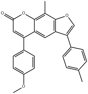 5-(4-methoxyphenyl)-9-methyl-3-(4-methylphenyl)furo[3,2-g]chromen-7-one 结构式