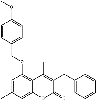 3-benzyl-5-[(4-methoxyphenyl)methoxy]-4,7-dimethylchromen-2-one 结构式