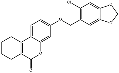 3-[(6-chloro-1,3-benzodioxol-5-yl)methoxy]-7,8,9,10-tetrahydrobenzo[c]chromen-6-one 结构式