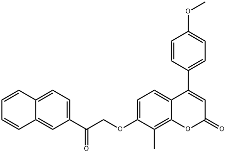 4-(4-methoxyphenyl)-8-methyl-7-(2-naphthalen-2-yl-2-oxoethoxy)chromen-2-one 结构式