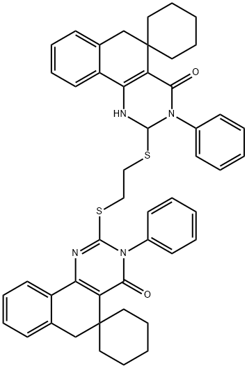 2-[2-(4-oxo-3-phenylspiro[6H-benzo[h]quinazoline-5,1'-cyclohexane]-2-yl)sulfanylethylsulfanyl]-3-phenylspiro[6H-benzo[h]quinazoline-5,1'-cyclohexane]-4-one 结构式