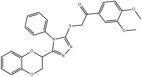 2-[[5-(2,3-dihydro-1,4-benzodioxin-3-yl)-4-phenyl-1,2,4-triazol-3-yl]sulfanyl]-1-(3,4-dimethoxyphenyl)ethanone 结构式