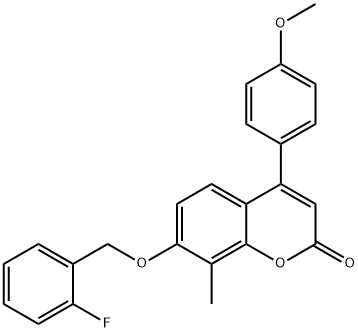 7-[(2-fluorophenyl)methoxy]-4-(4-methoxyphenyl)-8-methylchromen-2-one 结构式