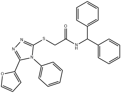 N-benzhydryl-2-[[5-(furan-2-yl)-4-phenyl-1,2,4-triazol-3-yl]sulfanyl]acetamide 结构式