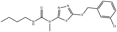 3-butyl-1-[5-[(3-chlorophenyl)methylsulfanyl]-1,3,4-thiadiazol-2-yl]-1-methylurea 结构式