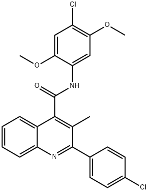 N-(4-chloro-2,5-dimethoxyphenyl)-2-(4-chlorophenyl)-3-methylquinoline-4-carboxamide 结构式