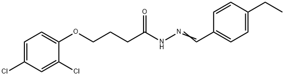 4-(2,4-dichlorophenoxy)-N-[(E)-(4-ethylphenyl)methylideneamino]butanamide 结构式