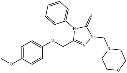 5-[(4-methoxyphenyl)sulfanylmethyl]-2-(morpholin-4-ylmethyl)-4-phenyl-1,2,4-triazole-3-thione 结构式