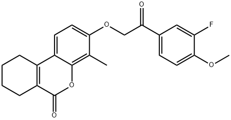 3-[2-(3-fluoro-4-methoxyphenyl)-2-oxoethoxy]-4-methyl-7,8,9,10-tetrahydrobenzo[c]chromen-6-one 结构式