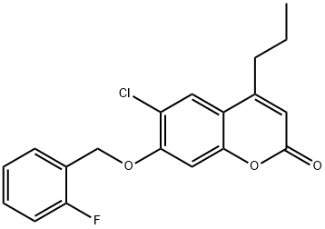 6-chloro-7-[(2-fluorophenyl)methoxy]-4-propylchromen-2-one 结构式