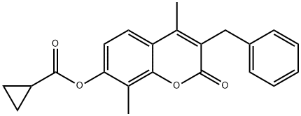 (3-benzyl-4,8-dimethyl-2-oxochromen-7-yl) cyclopropanecarboxylate 结构式