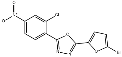 2-(5-bromofuran-2-yl)-5-(2-chloro-4-nitrophenyl)-1,3,4-oxadiazole 结构式