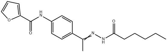 N-[4-[(E)-N-(hexanoylamino)-C-methylcarbonimidoyl]phenyl]furan-2-carboxamide 结构式