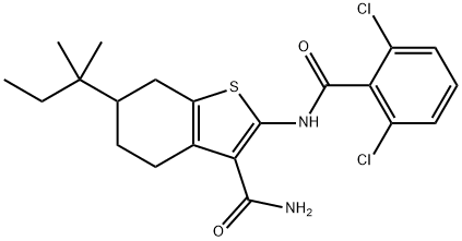 2-[(2,6-dichlorobenzoyl)amino]-6-(2-methylbutan-2-yl)-4,5,6,7-tetrahydro-1-benzothiophene-3-carboxamide 结构式