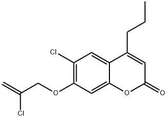 6-chloro-7-(2-chloroprop-2-enoxy)-4-propylchromen-2-one 结构式