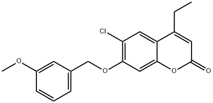 6-chloro-4-ethyl-7-[(3-methoxyphenyl)methoxy]chromen-2-one 结构式