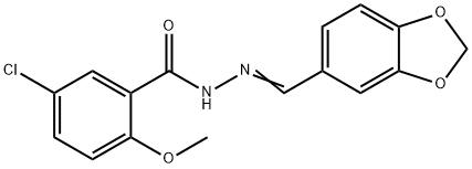 N-[(E)-1,3-benzodioxol-5-ylmethylideneamino]-5-chloro-2-methoxybenzamide 结构式