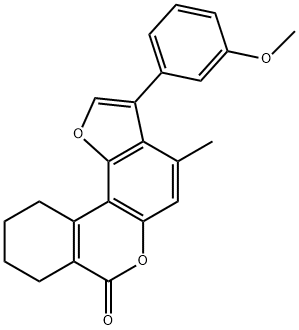 3-(3-methoxyphenyl)-4-methyl-8,9,10,11-tetrahydro-[1]benzofuro[6,7-c]isochromen-7-one 结构式