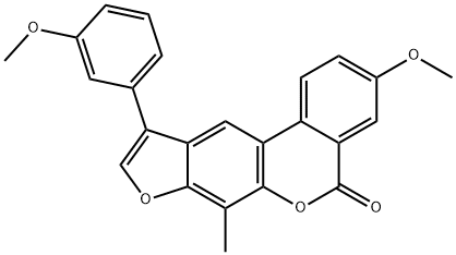 3-methoxy-10-(3-methoxyphenyl)-7-methyl-[1]benzofuro[6,5-c]isochromen-5-one 结构式