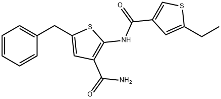 5-benzyl-2-[(5-ethylthiophene-3-carbonyl)amino]thiophene-3-carboxamide 结构式