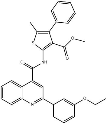 methyl 2-[[2-(3-ethoxyphenyl)quinoline-4-carbonyl]amino]-5-methyl-4-phenylthiophene-3-carboxylate 结构式