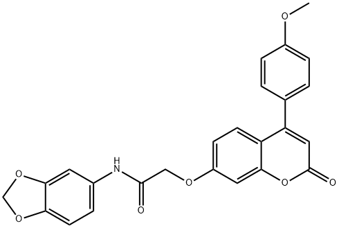 N-(1,3-benzodioxol-5-yl)-2-[4-(4-methoxyphenyl)-2-oxochromen-7-yl]oxyacetamide 结构式