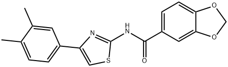 N-[4-(3,4-dimethylphenyl)-1,3-thiazol-2-yl]-1,3-benzodioxole-5-carboxamide 结构式