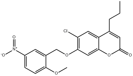 6-chloro-7-[(2-methoxy-5-nitrophenyl)methoxy]-4-propylchromen-2-one 结构式