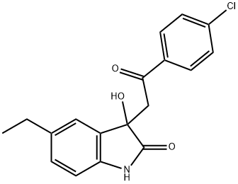 3-[2-(4-chlorophenyl)-2-oxoethyl]-5-ethyl-3-hydroxy-1H-indol-2-one 结构式