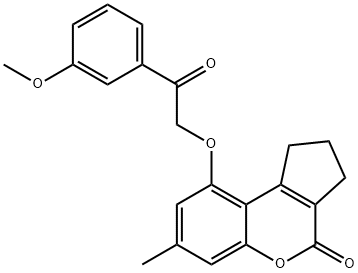 9-[2-(3-methoxyphenyl)-2-oxoethoxy]-7-methyl-2,3-dihydro-1H-cyclopenta[c]chromen-4-one 结构式