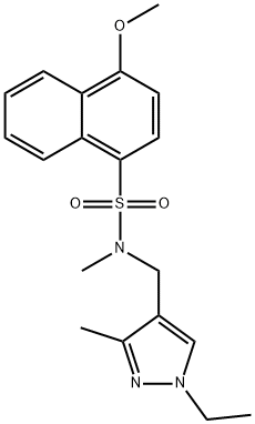 N-[(1-ethyl-3-methylpyrazol-4-yl)methyl]-4-methoxy-N-methylnaphthalene-1-sulfonamide 结构式