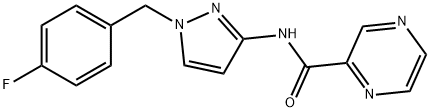 N-[1-[(4-fluorophenyl)methyl]pyrazol-3-yl]pyrazine-2-carboxamide 结构式