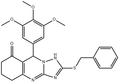 2-BENZYLSULFANYL-9-(3,4,5-TRIMETHOXYPHENYL)-5,6,7,9-TETRAHYDRO-1H-[1,2,4]TRIAZOLO[5,1-B]QUINAZOLIN-8 结构式