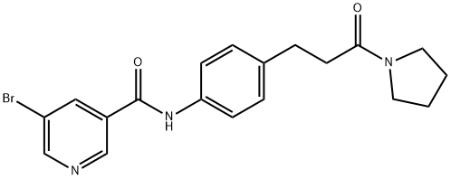 5-bromo-N-[4-(3-oxo-3-pyrrolidin-1-ylpropyl)phenyl]pyridine-3-carboxamide 结构式