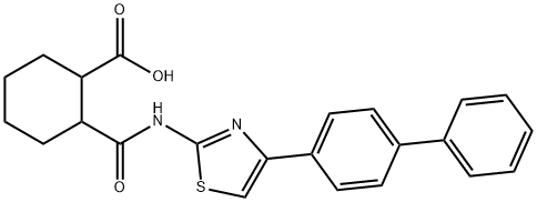 2-[[4-(4-phenylphenyl)-1,3-thiazol-2-yl]carbamoyl]cyclohexane-1-carboxylic acid 结构式