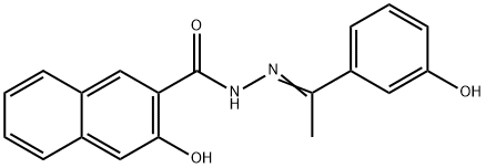 3-hydroxy-N-[(E)-1-(3-hydroxyphenyl)ethylideneamino]naphthalene-2-carboxamide 结构式