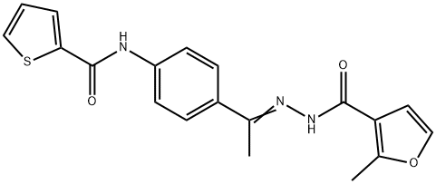2-methyl-N-[(E)-1-[4-(thiophene-2-carbonylamino)phenyl]ethylideneamino]furan-3-carboxamide 结构式