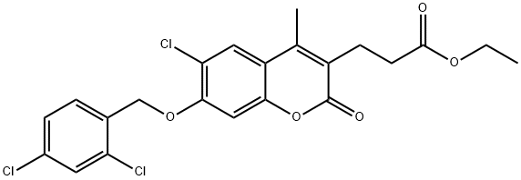 ethyl 3-[6-chloro-7-[(2,4-dichlorophenyl)methoxy]-4-methyl-2-oxochromen-3-yl]propanoate 结构式