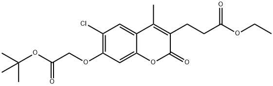 ethyl 3-[6-chloro-4-methyl-7-[2-[(2-methylpropan-2-yl)oxy]-2-oxoethoxy]-2-oxochromen-3-yl]propanoate 结构式