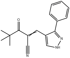 (2Z)-4,4-dimethyl-3-oxo-2-[(5-phenyl-1H-pyrazol-4-yl)methylidene]pentanenitrile 结构式