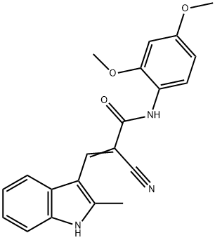 (E)-2-cyano-N-(2,4-dimethoxyphenyl)-3-(2-methyl-1H-indol-3-yl)prop-2-enamide 结构式